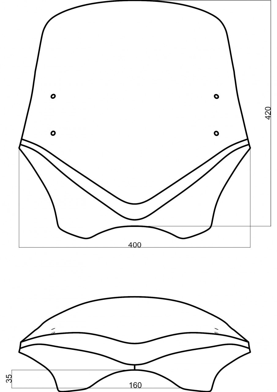 Uniwersalna szyba do motocykli bez owiewek MRA, forma VFVTC, bezbarwna