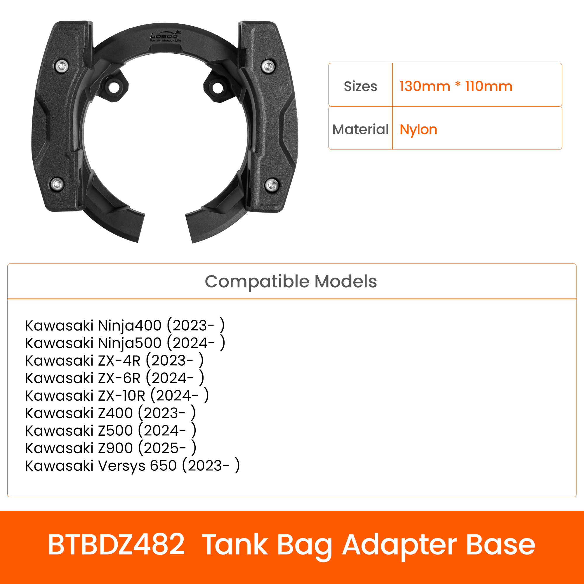 LOBOO Magnetyczny uchwyt do Tank Bag Easy, do Kawasaki Ninja400, Ninja 500, ZX4-R, ZX6R, ZX10R, Z400, Z500, Z900, Versys 650
