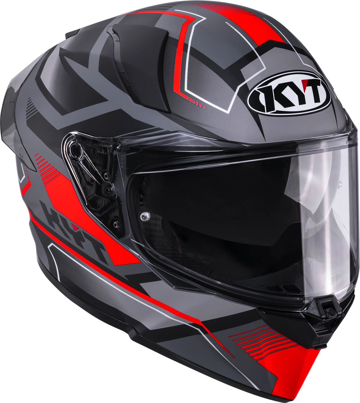 Kask motocyklowy KYT R2R PARSEC SZARY MATT/CZERWONY E06