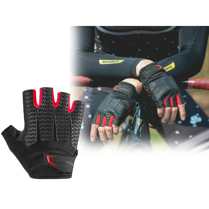 Rękawiczki rowerowe / sportowe ROCKBROS (S169-BR) czarno - czerwone