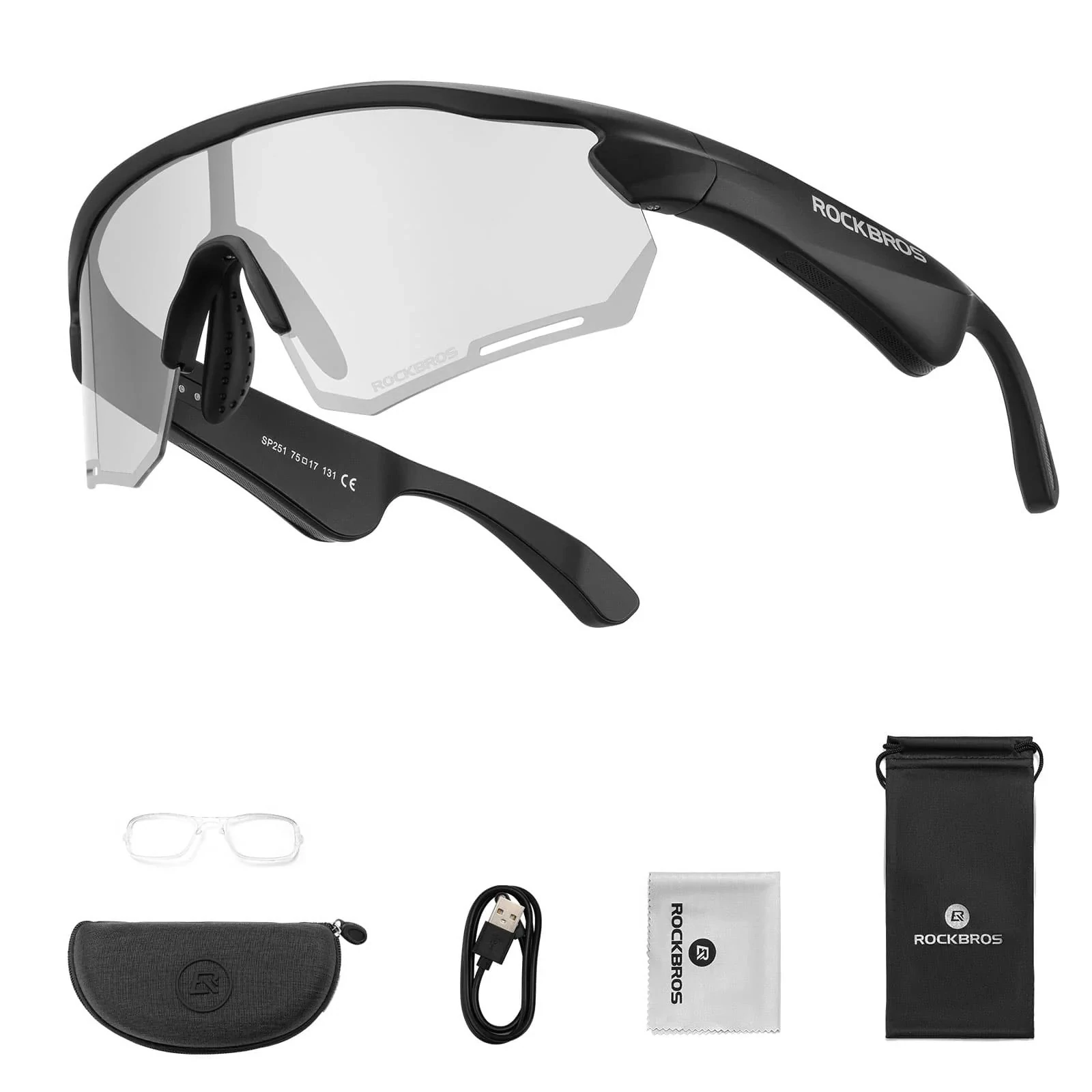 Okulary rowerowe fotochromatyczne UV400 z bluetooth i głośnikami ROCKBROS BT