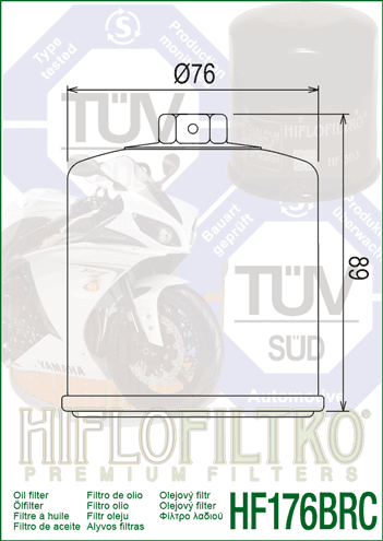 FILTR OLEJU HIFLO HF176BRC HARLEY DAVIDSON RH 975 / S NIGHTSTER / SPECIAL '22-'23, RA 1250 / S PAN AMERICA / SPECIAL '21-'23, RH