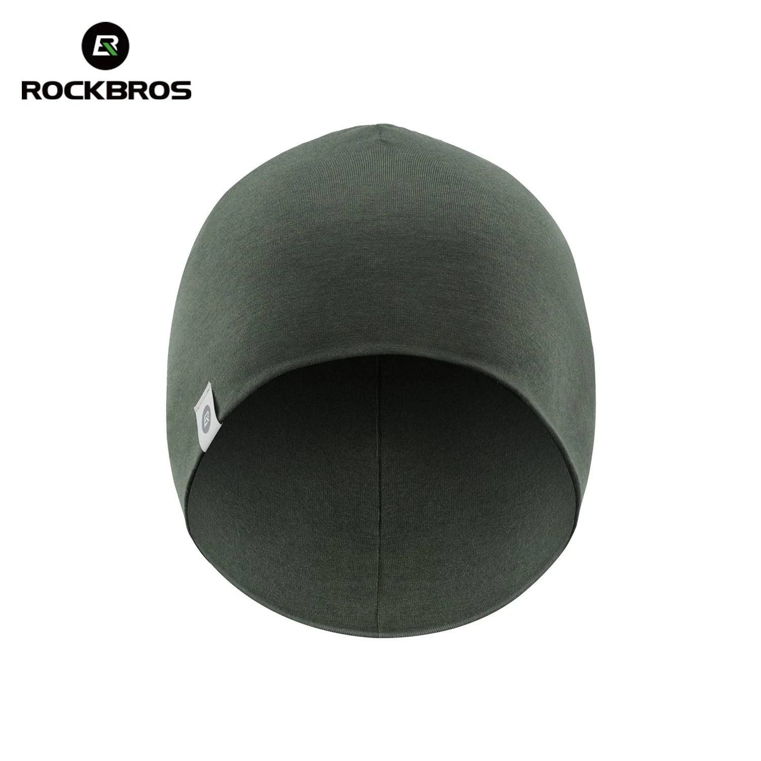 Czapka rowerowa, do biegania, sportowa, pod kask, elastyczna ROCKBROS wełna, Tencel, zielona 18250005