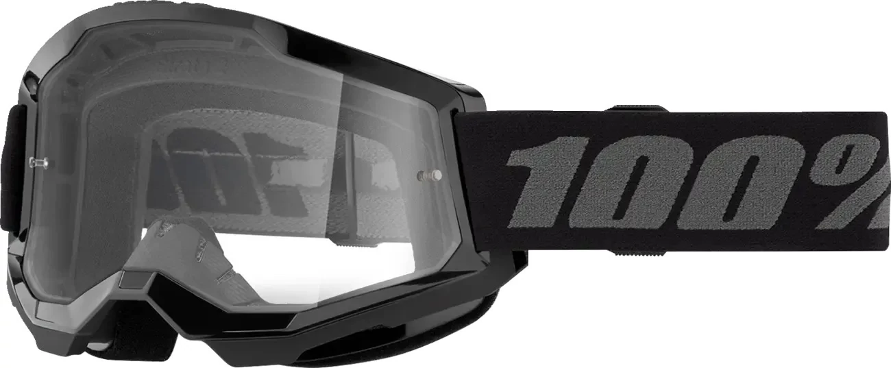 Gogle motocyklowe rowerowe MTB ATV STRATA 2 BLACK - 100% transparentne