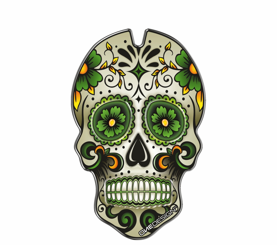 ONEDESIGN Tankpad zielony Skull with domed zones