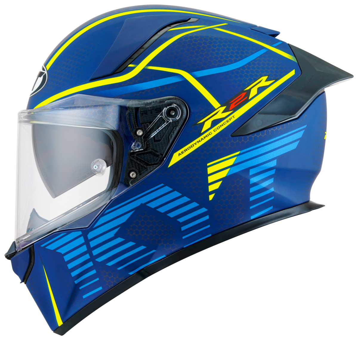 Kask Motocyklowy KYT R2R CONCEPT matowy niebieski/żółty ECE/ONU 22-06
