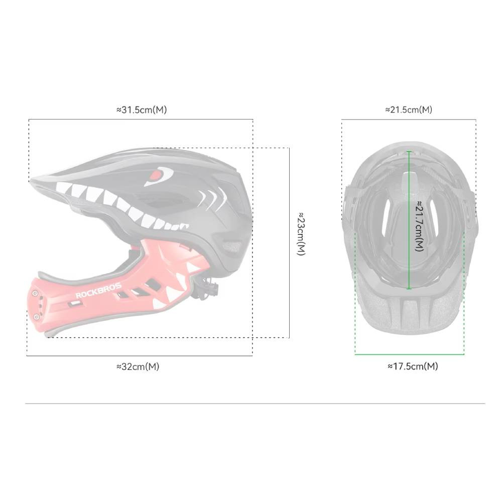 Kask dziecięcy z odpinana szczęką 2w1 ROCKBROS TT-32005 Red Shark czerwony