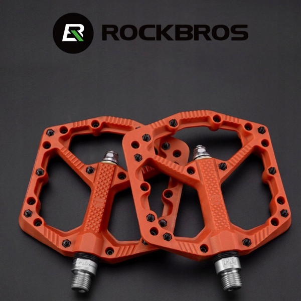 Pedały rowerowe nylonowe z pinami pomarańczowe Rockbros 2021-12AOR