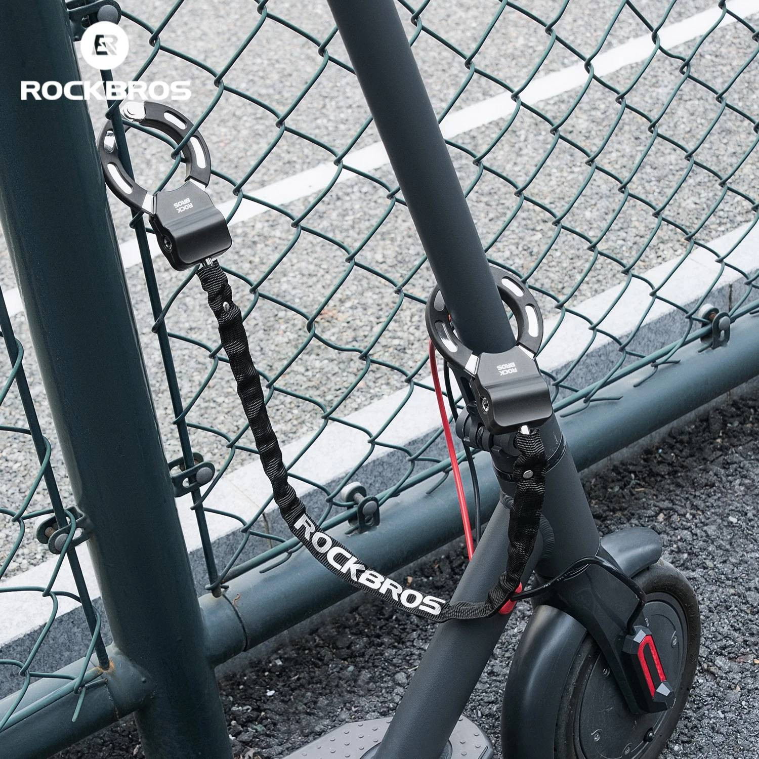 Zabezpieczenie rowerowe, blokada koła, łańcuch ROCKBROS do roweru i hulajnogi, zabezpieczenie antykradzieżowe (32130001001)