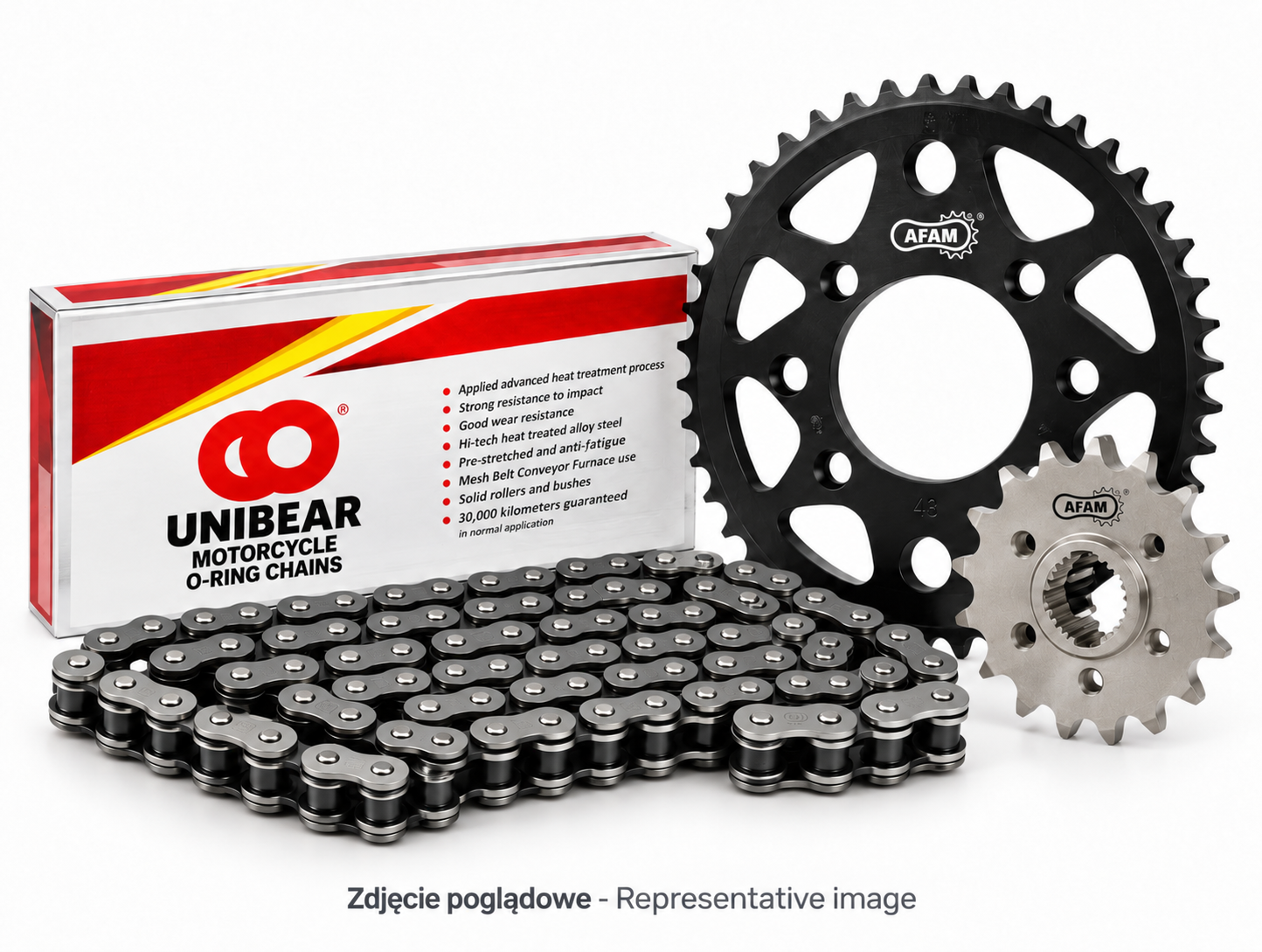 Zestaw napędowy UNIBEAR + AFAM do Honda CBR 650 F / CBR 650 FA ABS 2014 - 2016 łańcuch i zębatki