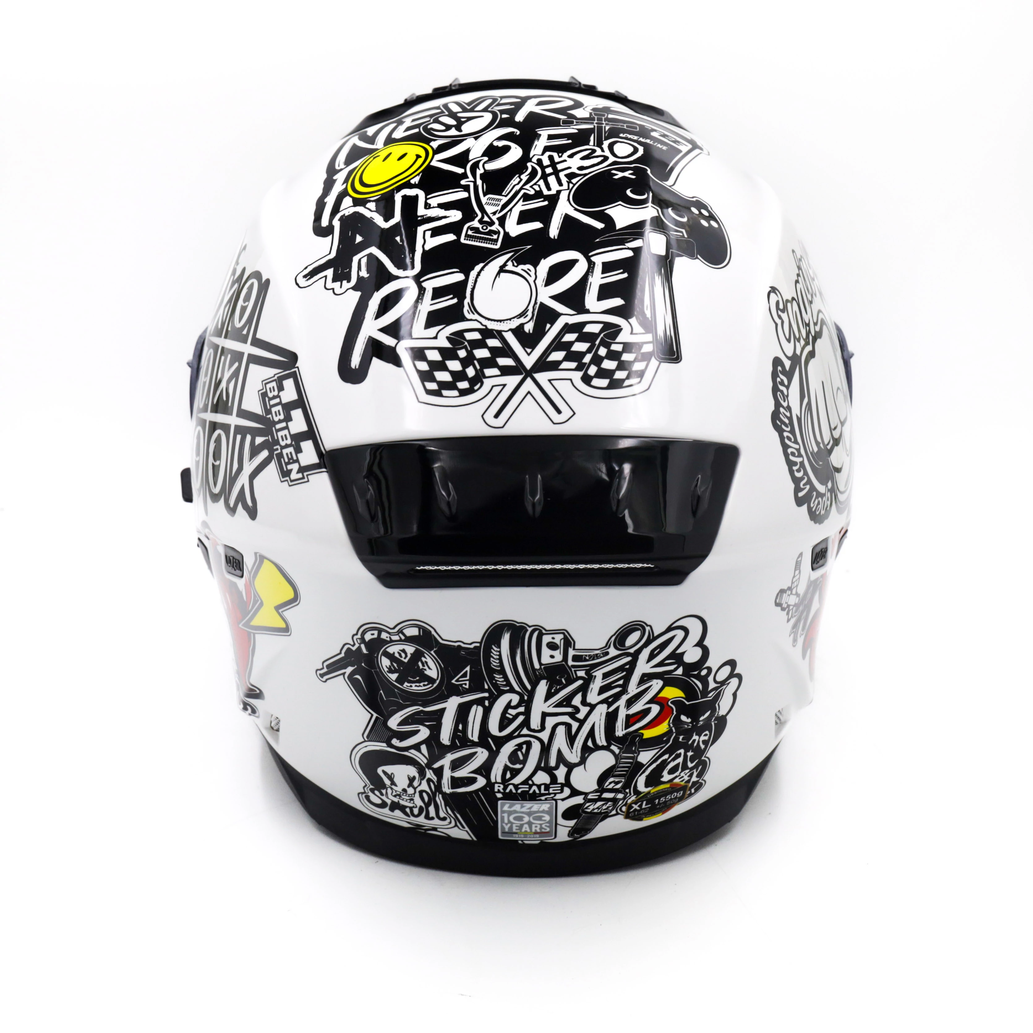 Kask Motocyklowy LAZER RAFALE EVO Stickerbomb (kol. Biały - Czarny - Srebrny - Czerwony)