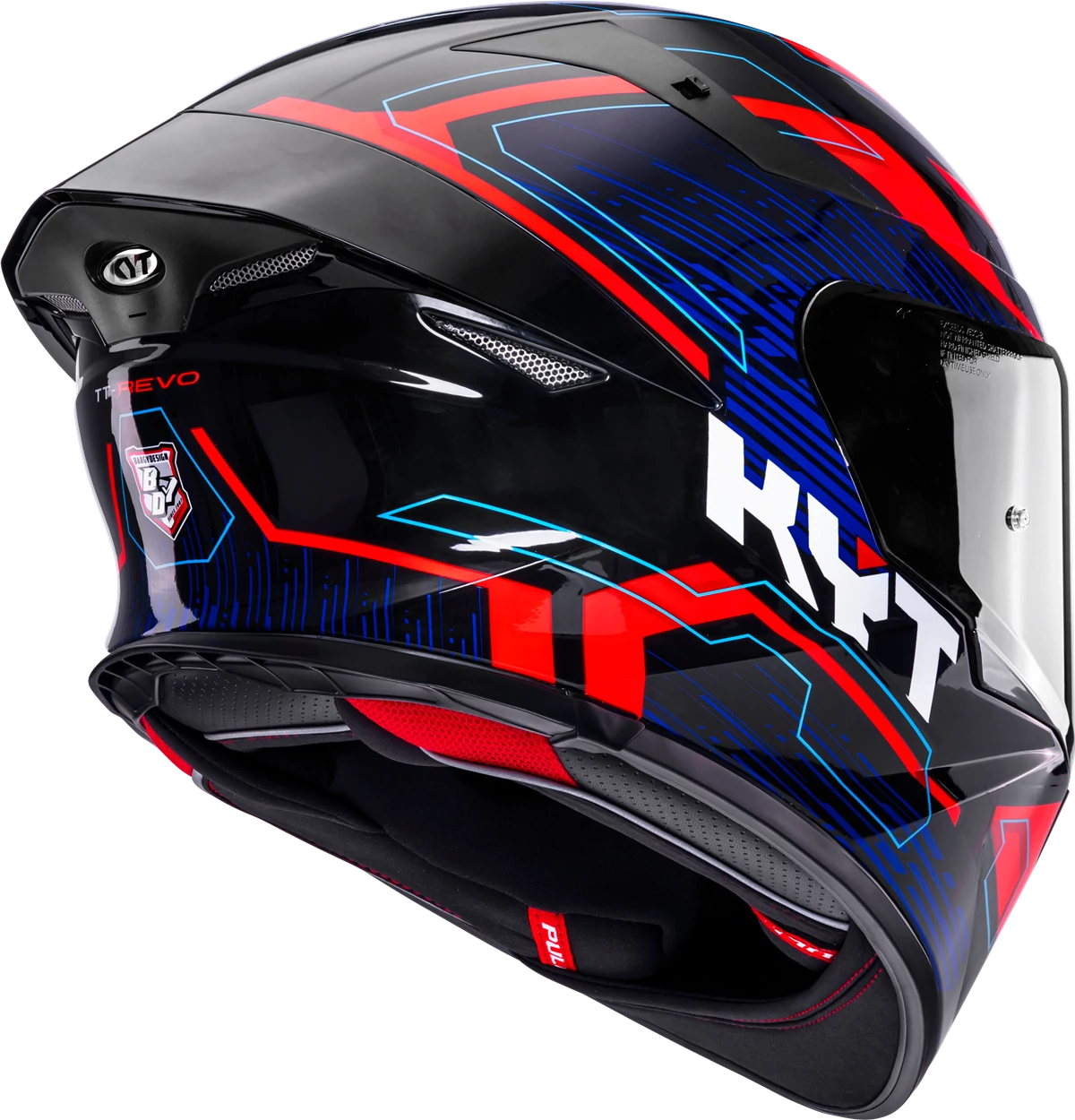 Kask motocyklowy KYT TT-REVO SPEEDING CZARNY/CZERWONY/NIEBIESKI E06