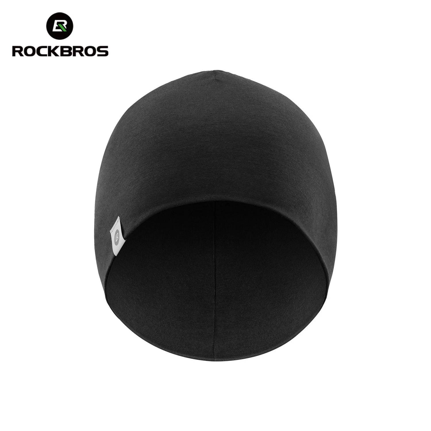 Czapka rowerowa, do biegania, sportowa, pod kask, elastyczna ROCKBROS wełna, Tencel, czarna 18250005