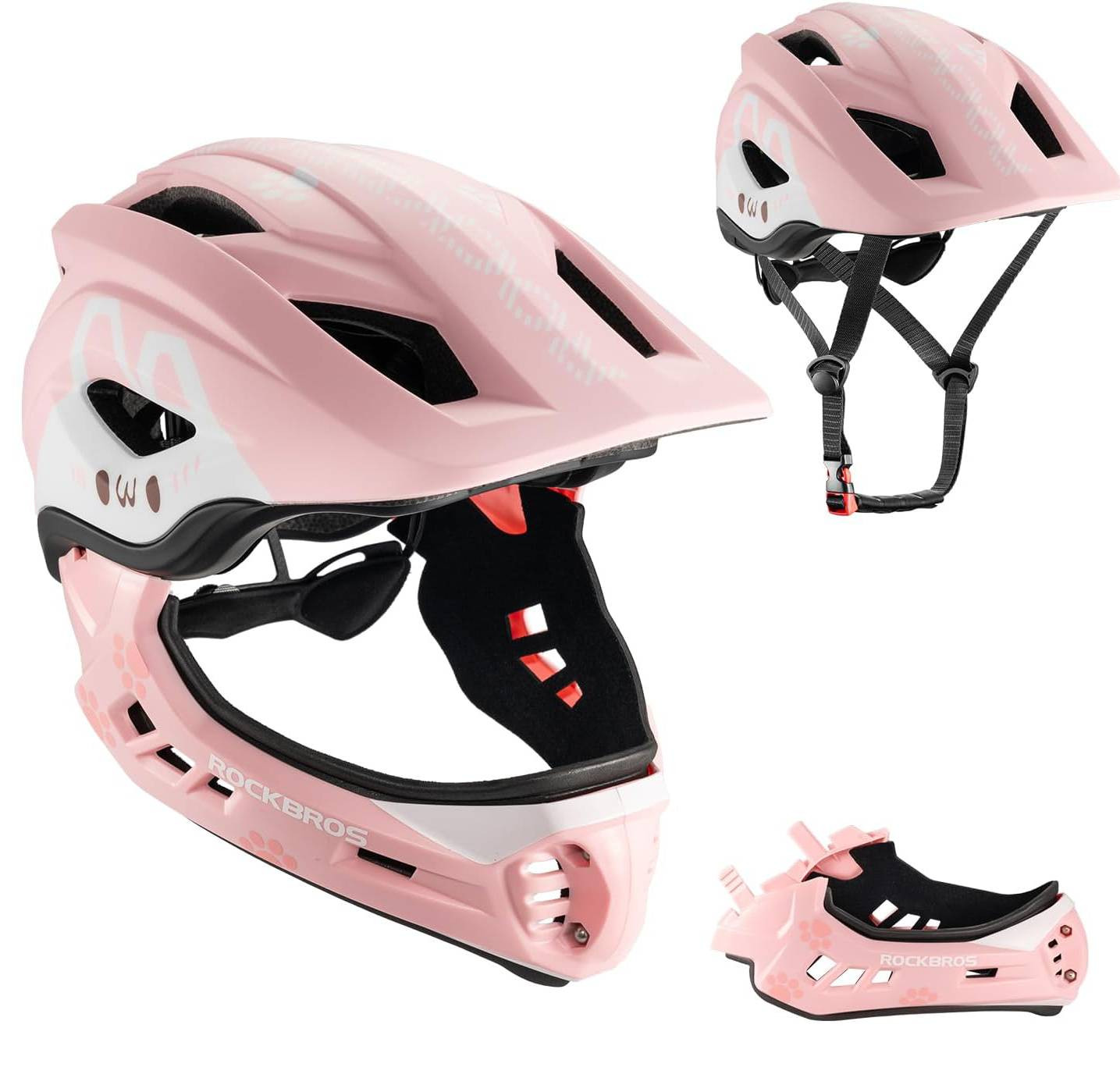 Kask dziecięcy z odpinana szczęką 2w1 ROCKBROS TT-32001 Różowy pink