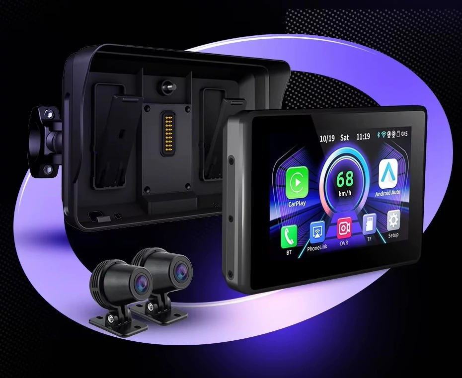 Ekran nawigacyjny z kamerami i GPS NAVTICA APEX CAM 5' do motocykla Android Auto / Apple CarPlay