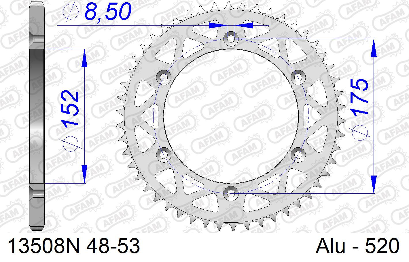 AFAM Zębatka tylna aluminiowa do łańcucha 520 kod 13508N-51