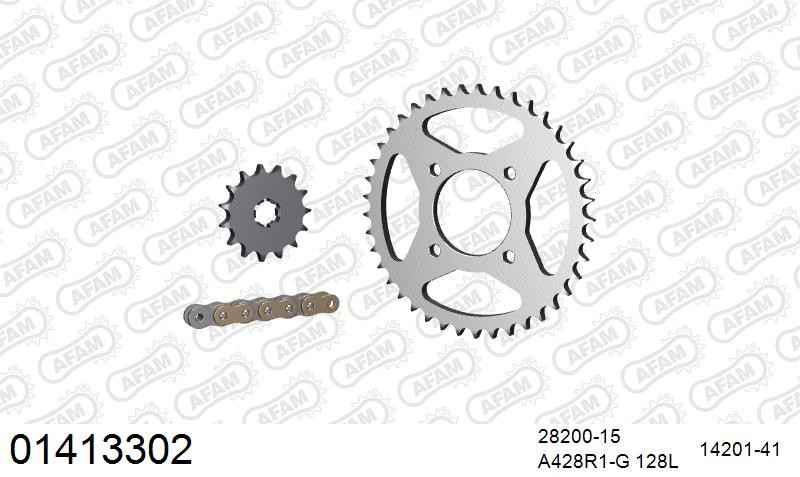 Zestaw napędowy AFAM do SUZUKI RG 125 BU Gamma J, RG 125 C Gamma G,H,J, RG 125 Gamma J, RG 125 UC G,H,J