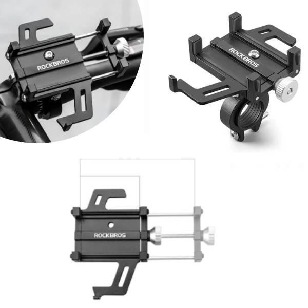 Rowerowy uchwyt na telefon metalowy ROCKBROS (699-BK) czarny