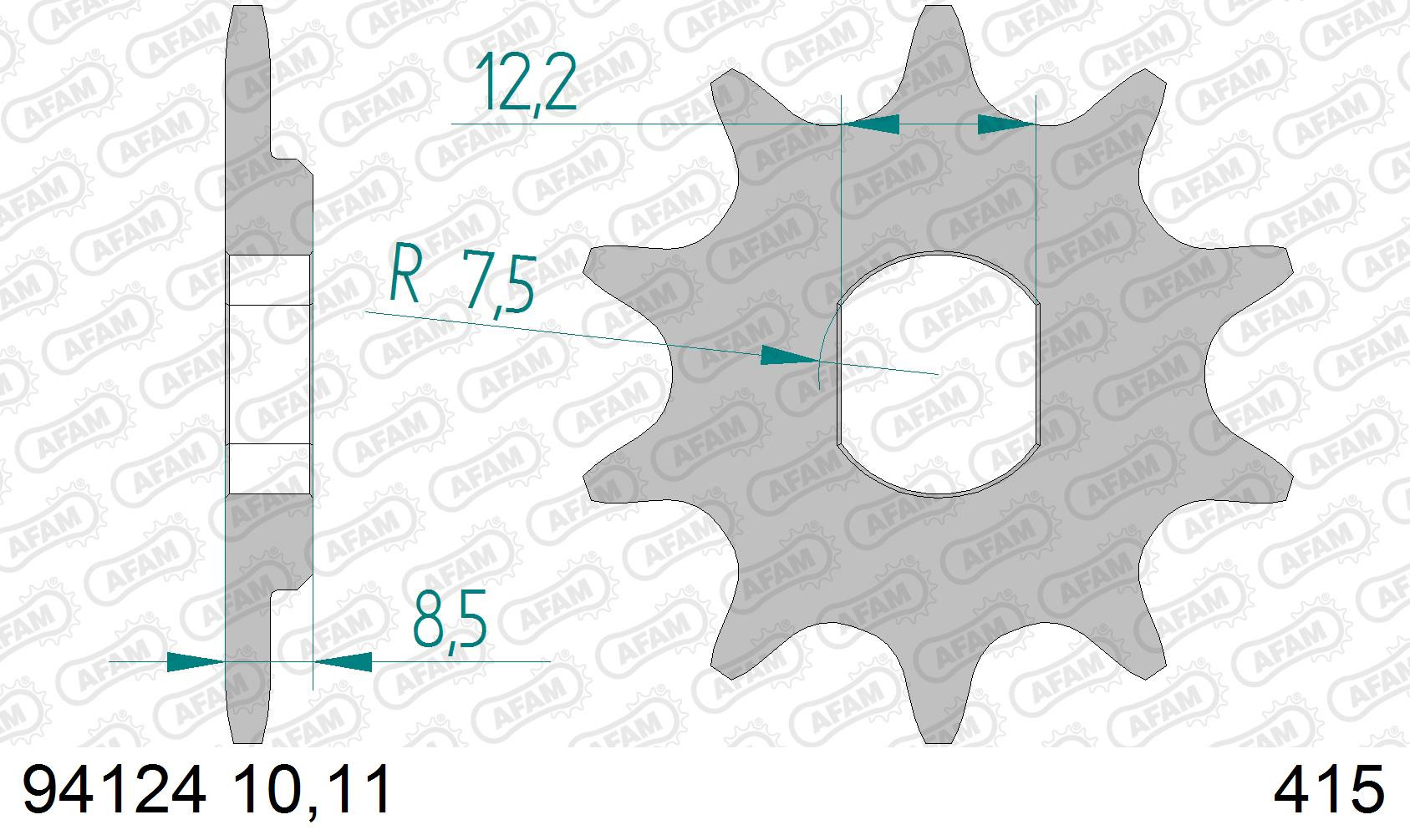 AFAM Zębatka przednia do łańcucha 415 kod 94124-10