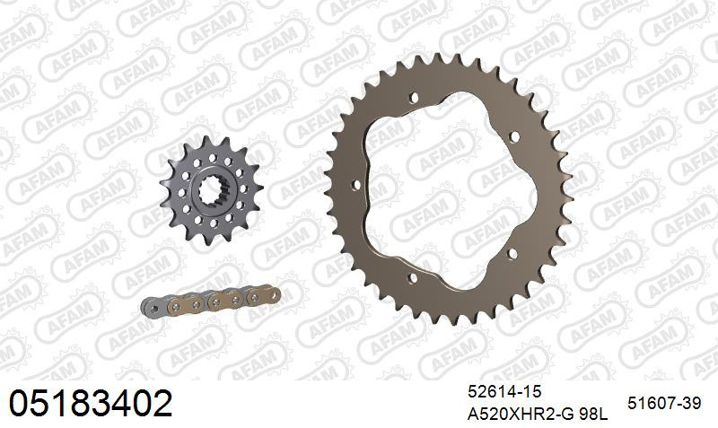 Zestaw napędowy AFAM do DUCATI 848, 848 Evo, 848 Evo Dark, 848 SE Evo Corse (all for sprocket carrier PCD2)