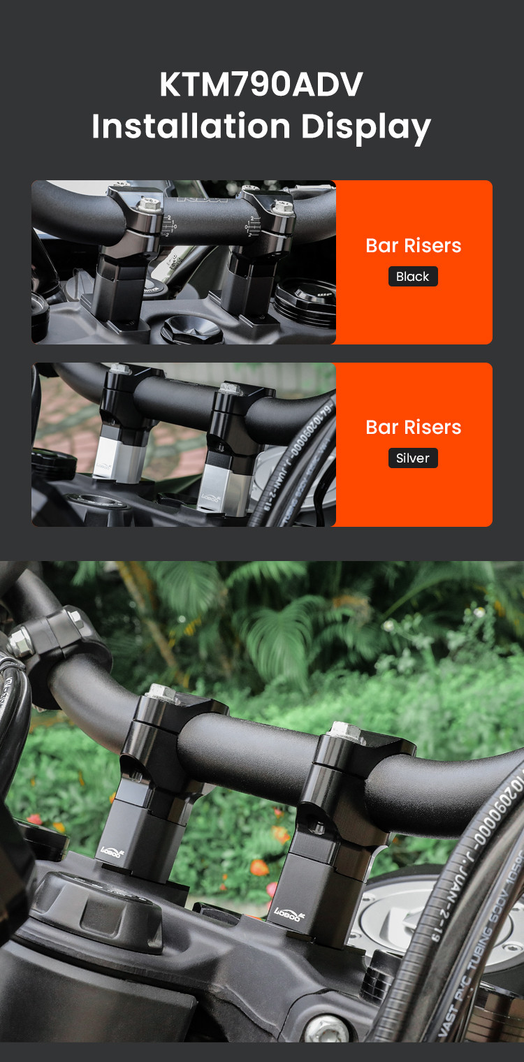 LOBOO Podwyższenie kierownicy do KTM690 ENDURO/R, KTM790, KTM890, KTM1050 , KTM1090 , KTM1190 , KTM1290 (czarne)