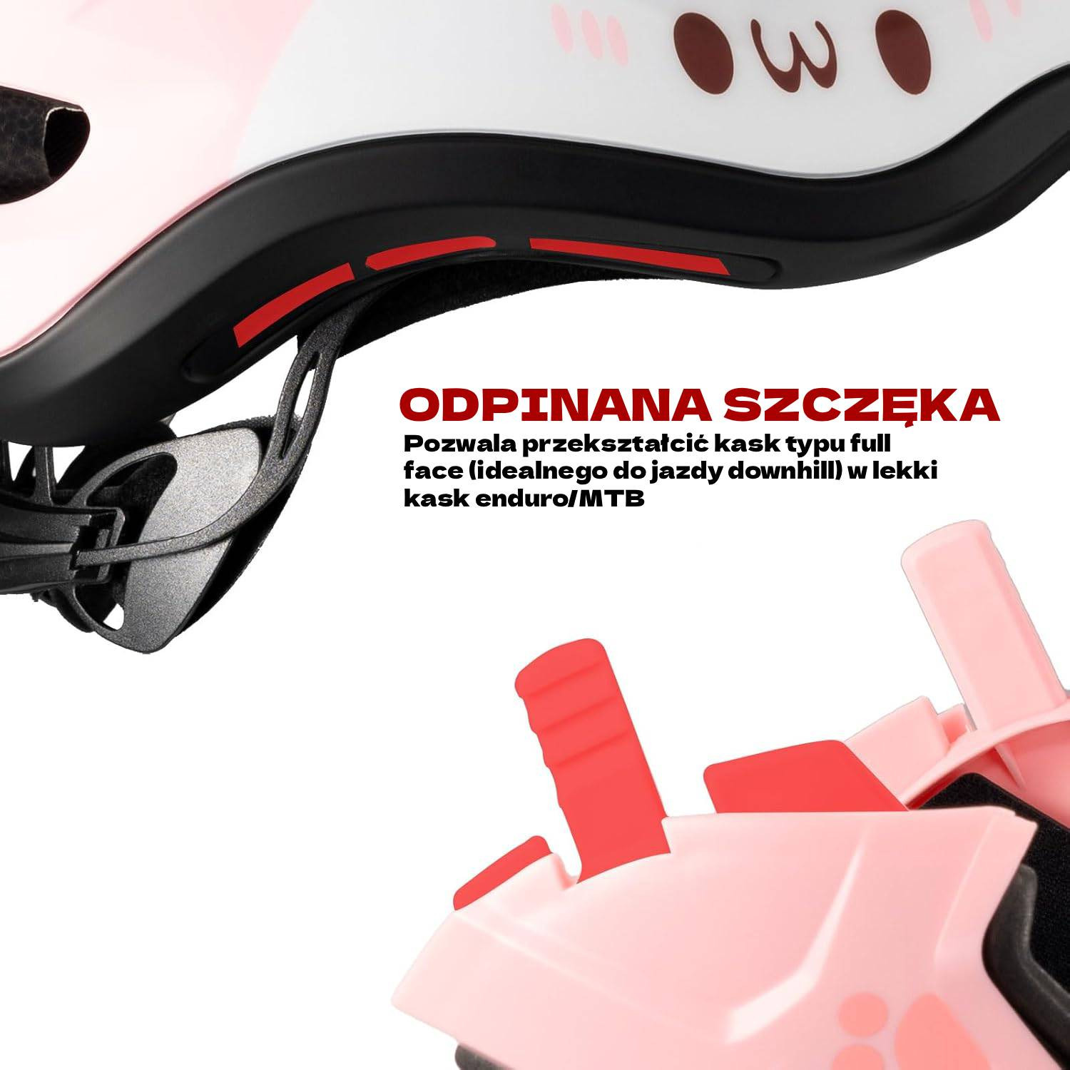 Kask dziecięcy z odpinana szczęką 2w1 ROCKBROS TT-32001 Różowy pink