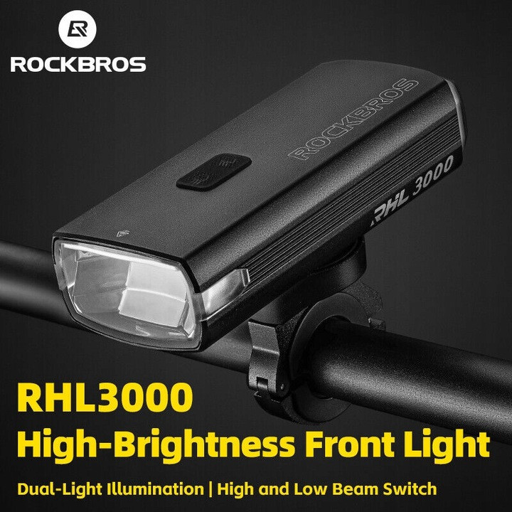 Lampka rowerowa przednia ROCKBROS RHL 3000 LM USB IPX POWERBANK