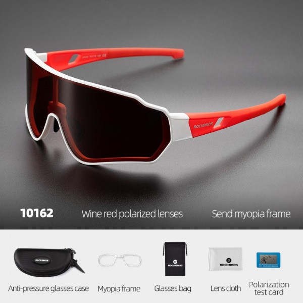 Okulary rowerowe / sportowe z polaryzacją ROCKBROS UV400 (10162) biało-czerwone