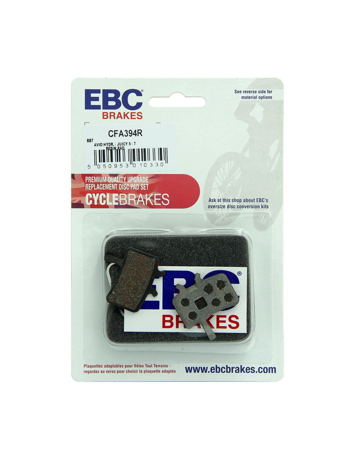 CFA394R - Klocki hamulcowe rowerowe (organiczne wyczynowe) EBC Brakes