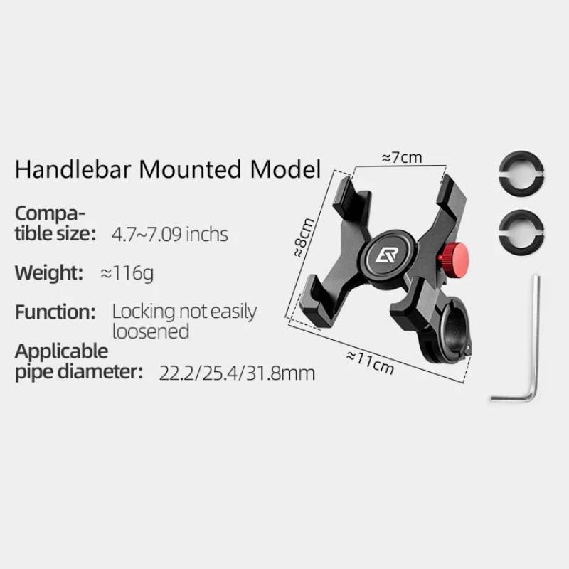Aluminiowy uchwyt rowerowy na telefon ROCKBROS RB039 25210039001