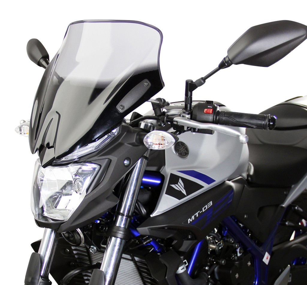 Szyba motocyklowa MRA YAMAHA MT-03 RH 07 2015-2019, forma NSN, przyciemniana