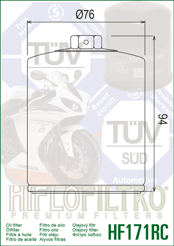 FILTR OLEJU HIFLO HF171CRC HARLEY-DAVIDSON / BUELL NAKRĘTKA 17MM
