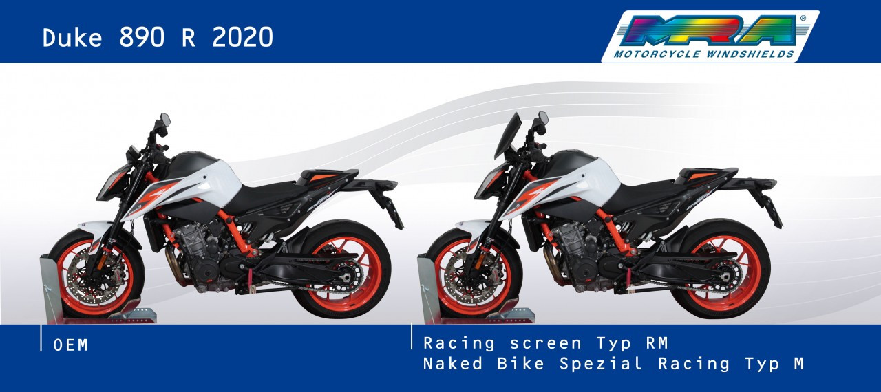 Szyba motocyklowa MRA KTM DUKE 890 R 2019-, forma NRM, przyciemniana