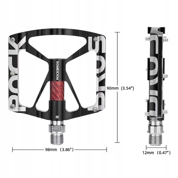 Pedały rowerowe aluminiowe z pinami czarne Rockbros K307T