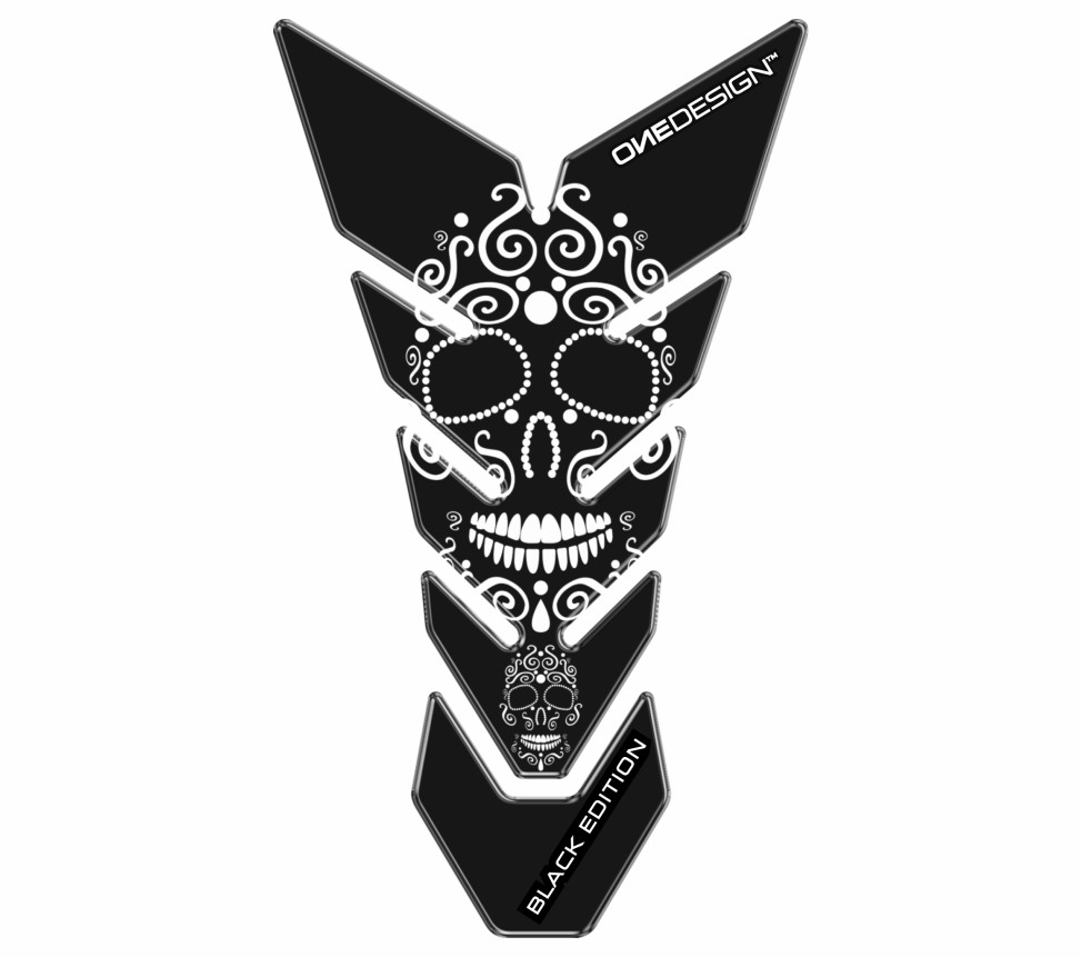 ONEDESIGN tankpad czarny EDITION skull 1 white