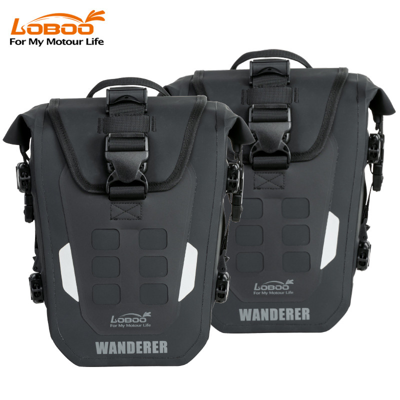 LOBOO WANDERER wodoodporne (IPX6) torby boczne 6L (para) montowane na gmole, czarne, 1 zestaw - 2 szt