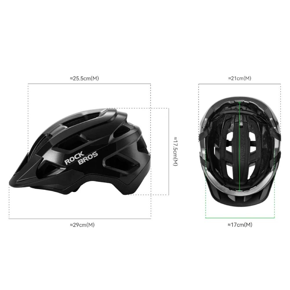 Kask rowerowy regulowany, lekki i bezpieczny MTB Rockbros 100050001 LK-67 czarny połysk