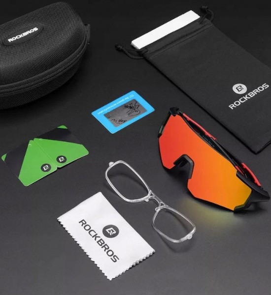 Okulary rowerowe / sportowe z polaryzacją ROCKBROS UV400 (10182) czarno-czerwone