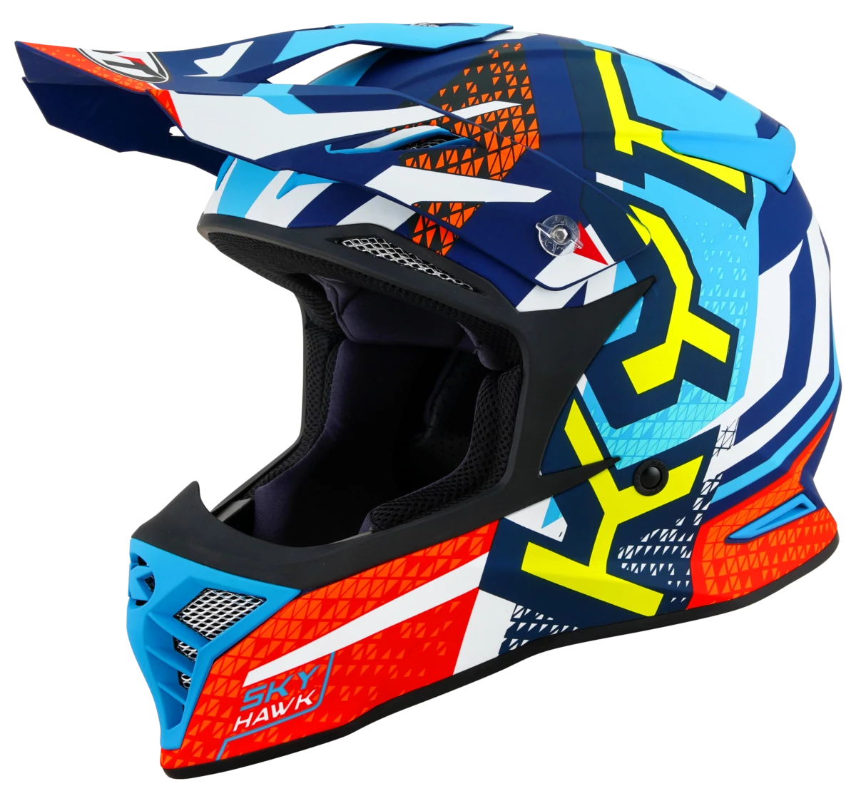Kask motocyklowy KYT SKYHAWK HYPERFLOW MATT JASNY NIEBIESKI/CZERWONY E06