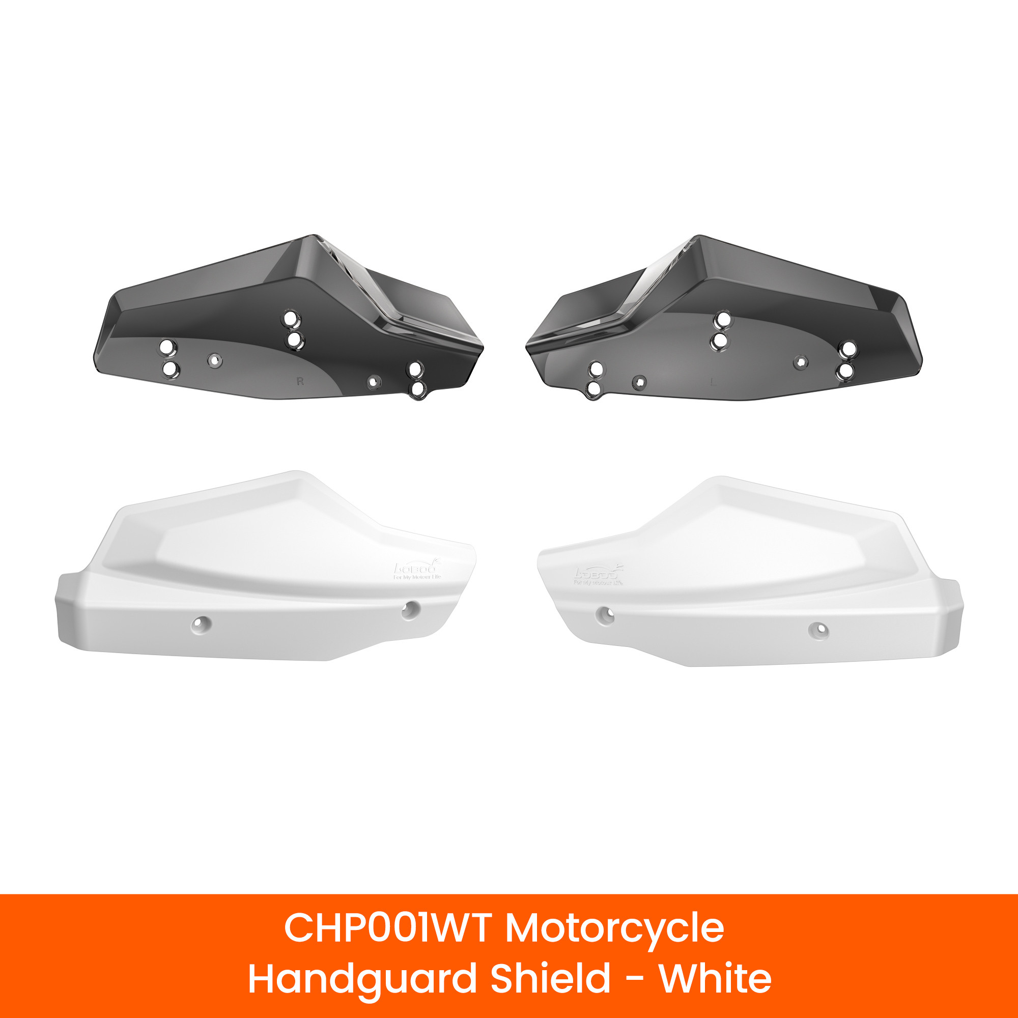 LOBOO Osłony dłoni motocyklowe uniwersalne białe