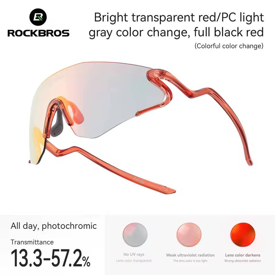 Okulary rowerowe, kolarskie / sportowe fotochrom ROCKBROS czerwone 1412001701