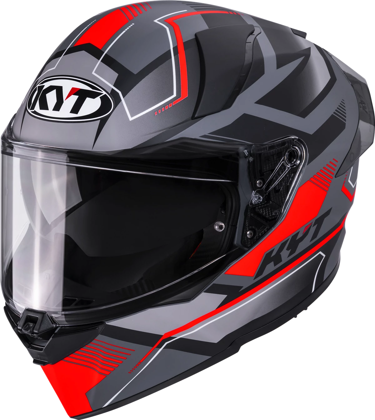 Kask motocyklowy KYT R2R PARSEC SZARY MATT/CZERWONY E06