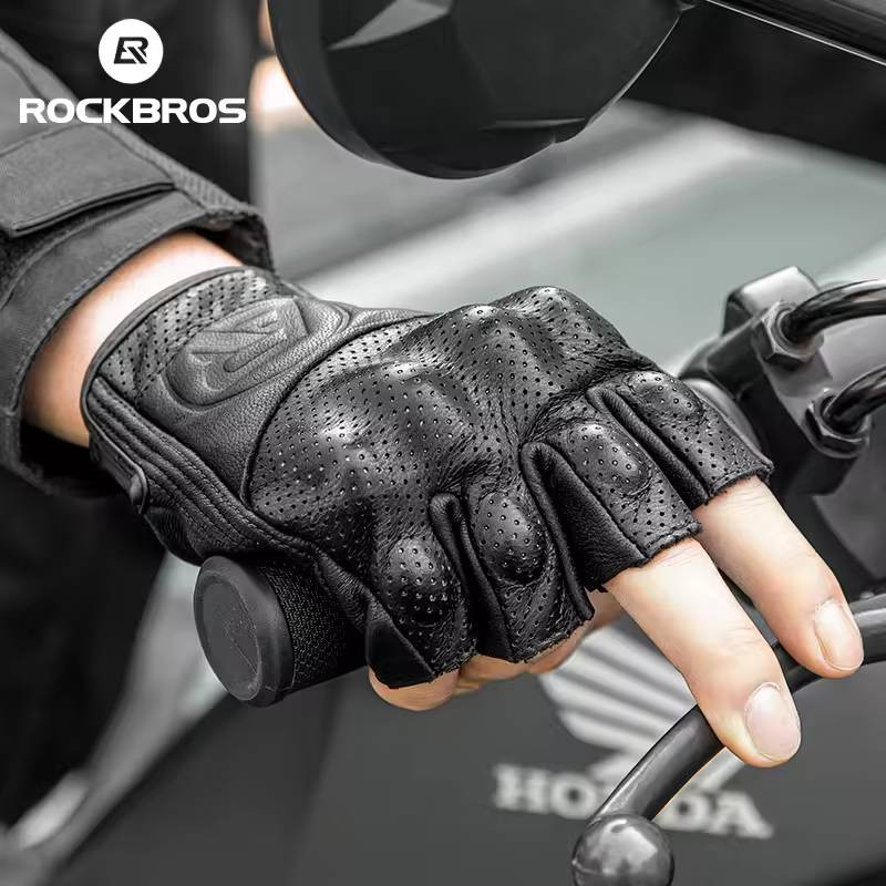 Skórzane rękawiczki motocyklowe ROCKBROS z krótkimi palcami