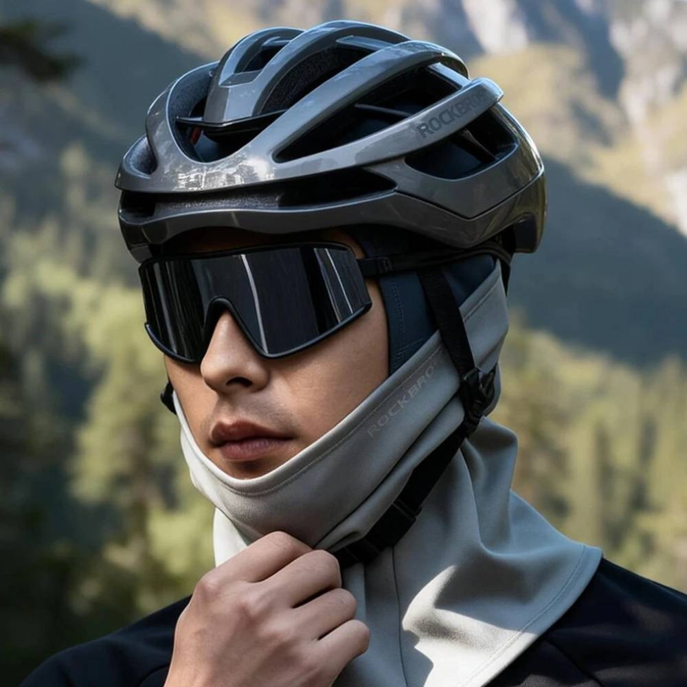 Kominiarka rowerowa, motocyklowa zimowa, komin, maska, ocieplana szara, z odsłanianymi ustami ROCKBROS