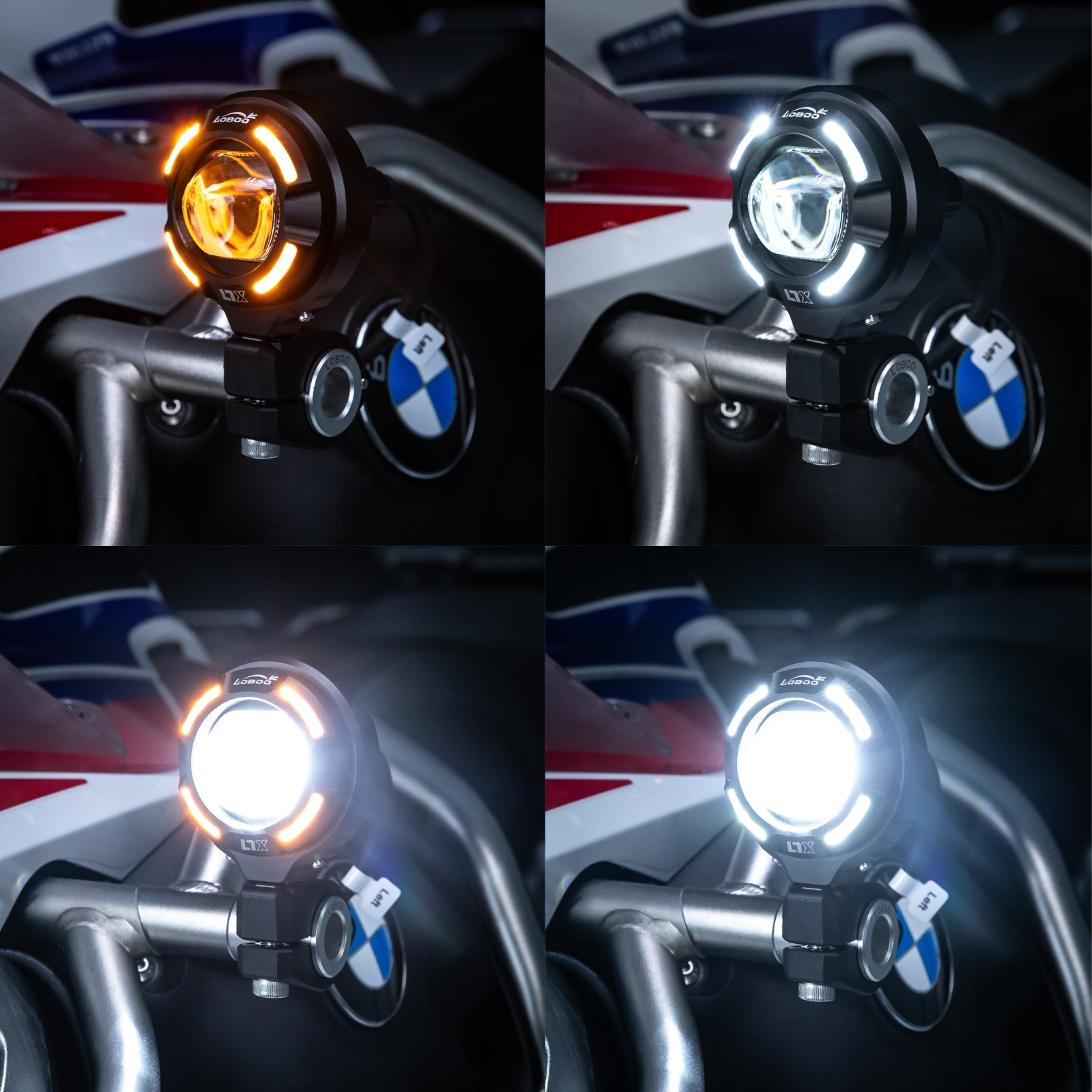 LOBOO L7X lampy LED drogowe i mijania pomocnicze, 12 000 Lumenów, 8-stopniowa skala świecenia, homologacja, zestaw