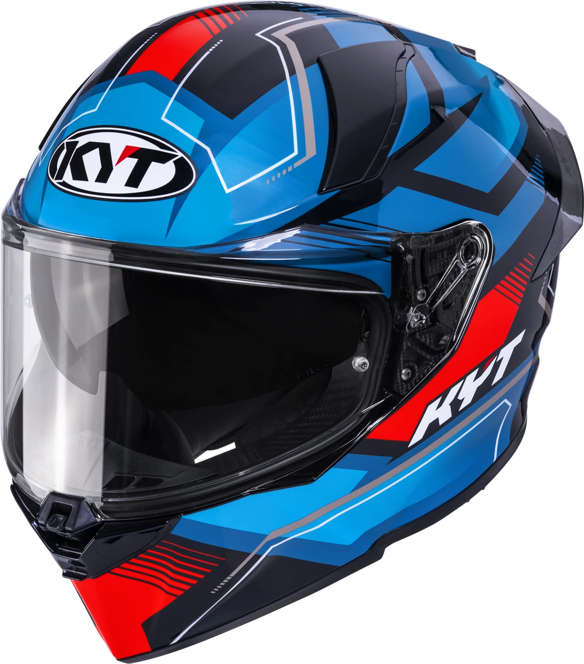 Kask motocyklowy KYT R2R PARSEC CZARNY/NIEBIESKI/CZERWONY E06