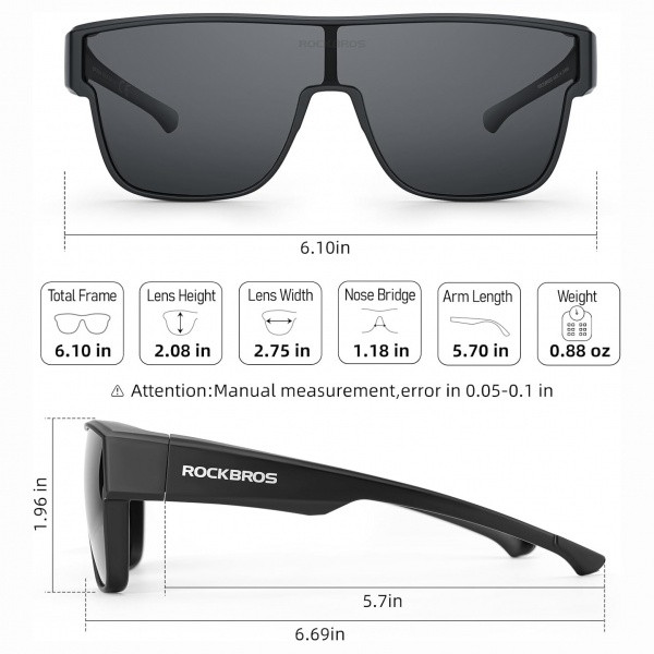 Okulary rowerowe / sportowe z polaryzacją ROCKBROS UV400 (14130003001) czarne