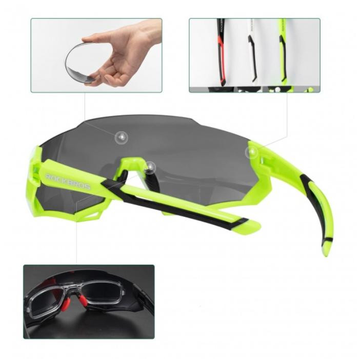 Okulary rowerowe / sportowe z polaryzacją, wymienne soczewki UV400 ROCKBROS (10133) zielone