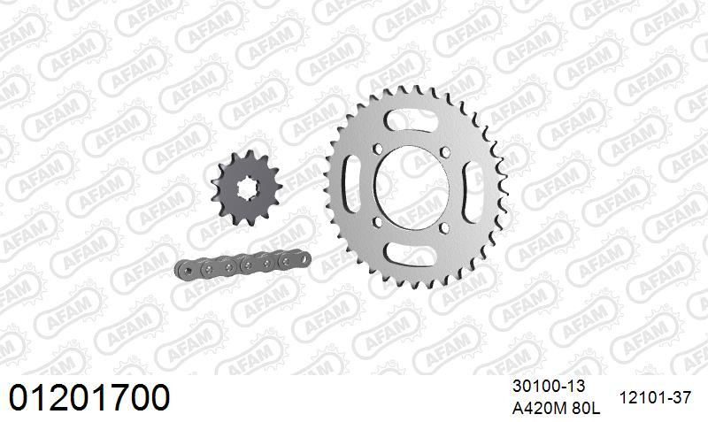 Zestaw napędowy AFAM do YAMAHA TT-R 50, TT-R 50 E V,W,X,Y,Z,A,B,D,E,F,F,H,J,K,L,M,N, TT-R 50 E