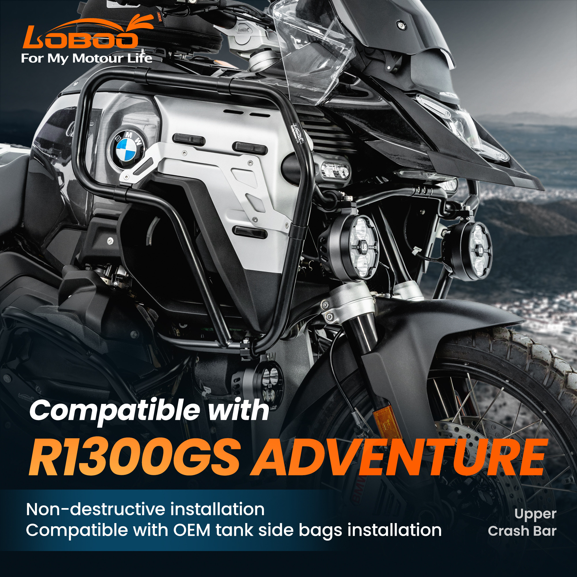 LOBOO Gmole górne do BMW R1300GS ADVENTURE (2024-) srebrne